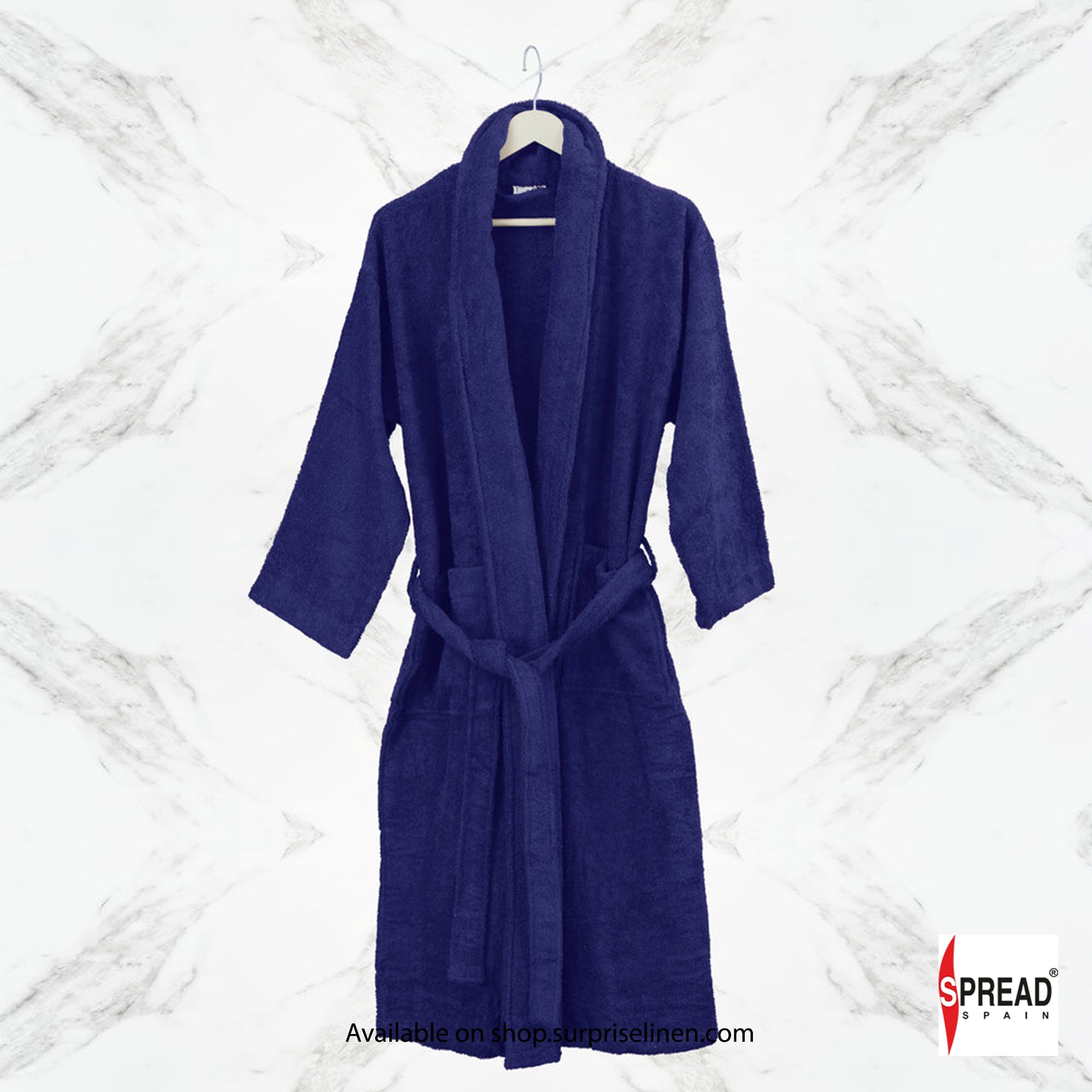 Spread Spain - One Size Bathrobe with Customizable Initials (Blue)