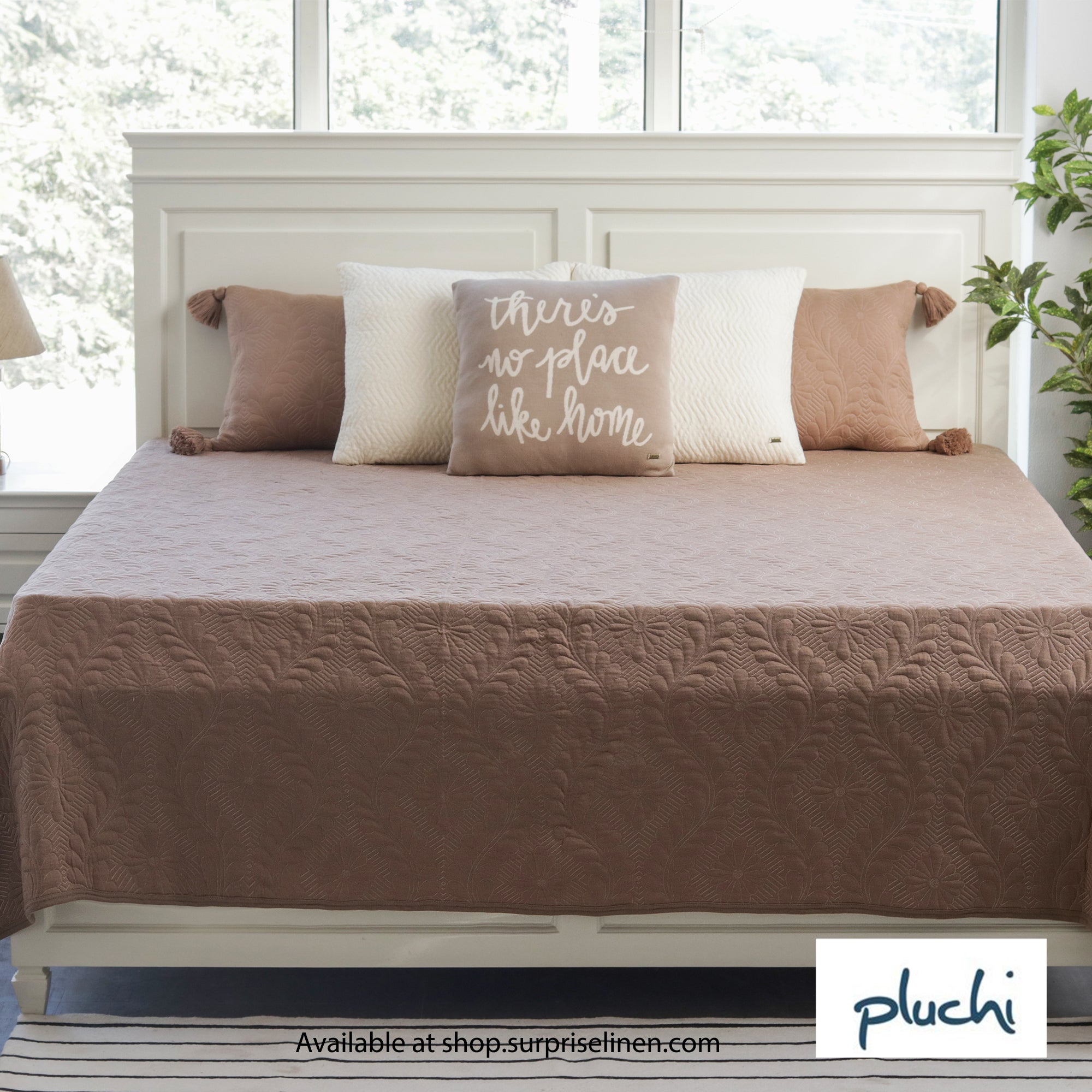 Pluchi - Floral Collection 3 Pcs Bedcover Set (Dove Beige)