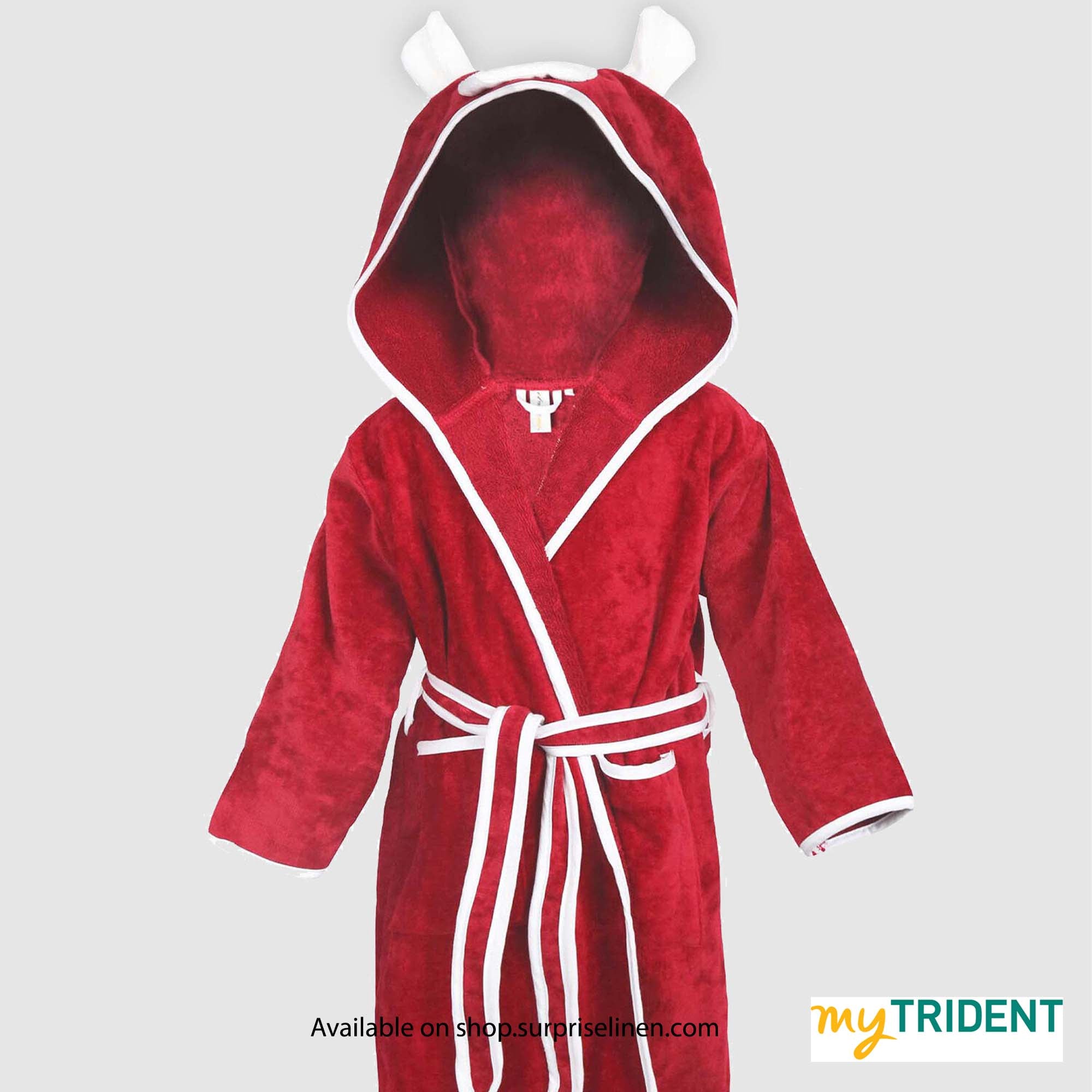 Trident - Curious Mind Kids Hooded Bathrobe (Burgundy)