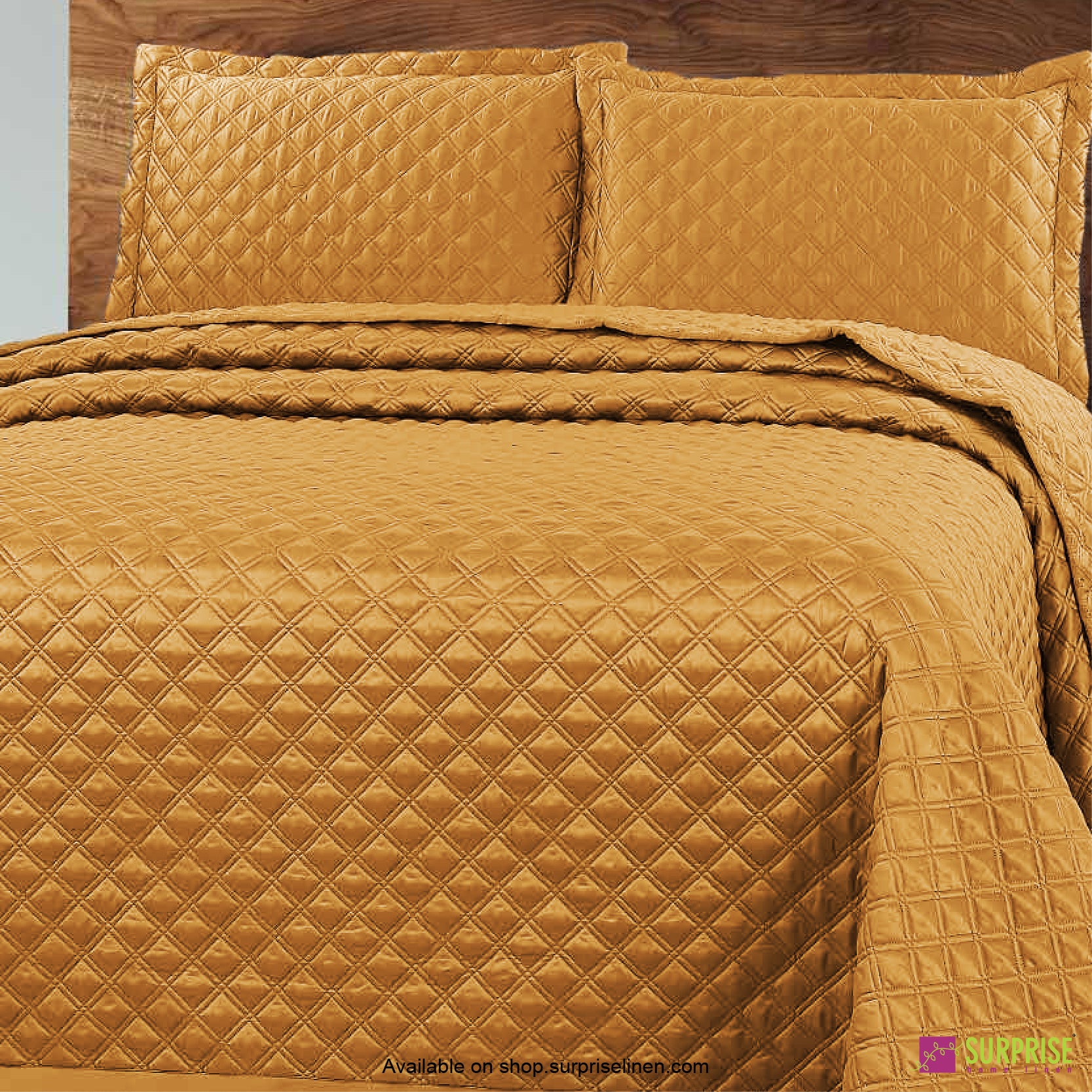 Surprise Home - Luxe 3 Pcs Quilted Bed Cover Set (Marigold)