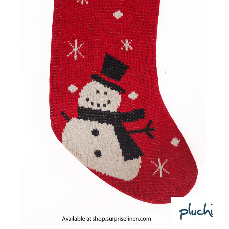 Pluchi - Red & Black Cotton Knitted Christmas Decorative Stocking