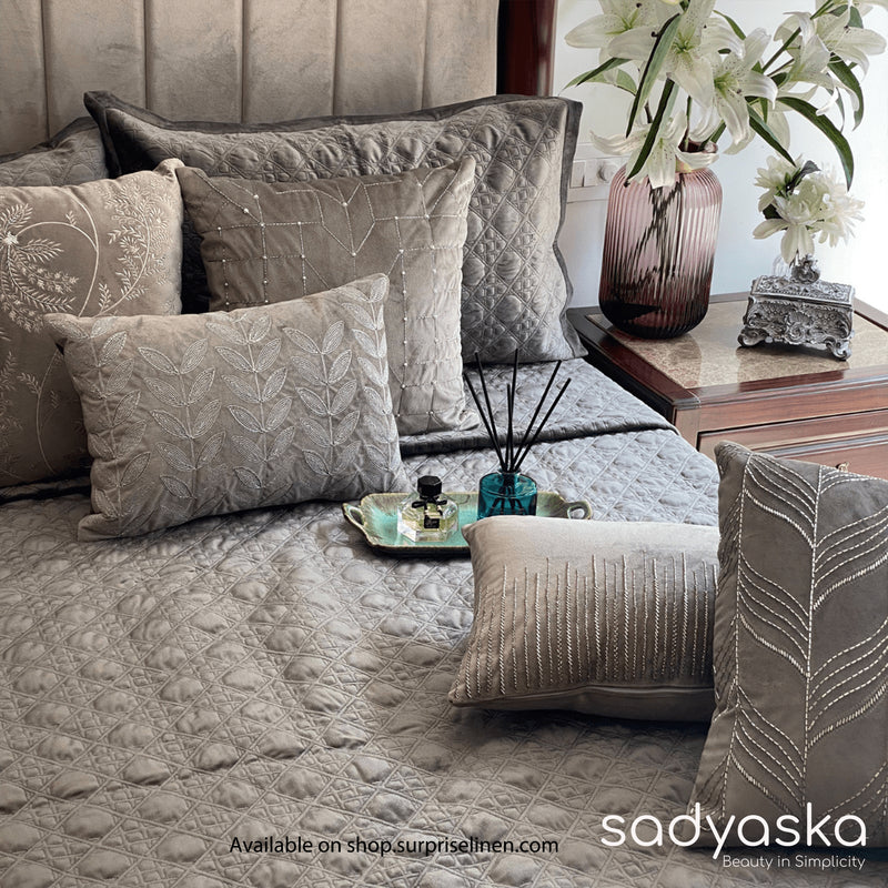Sadyaska - Velvet Collection Stellar Bed Cover Set (Dark Grey)