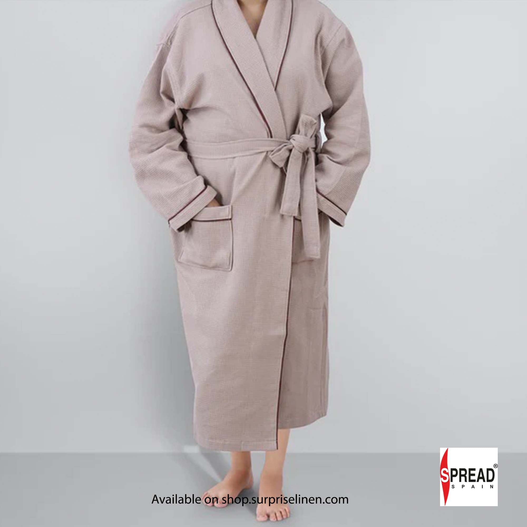 Spread Spain - Unisex Cotton Waffle Bathrobe (Brown)