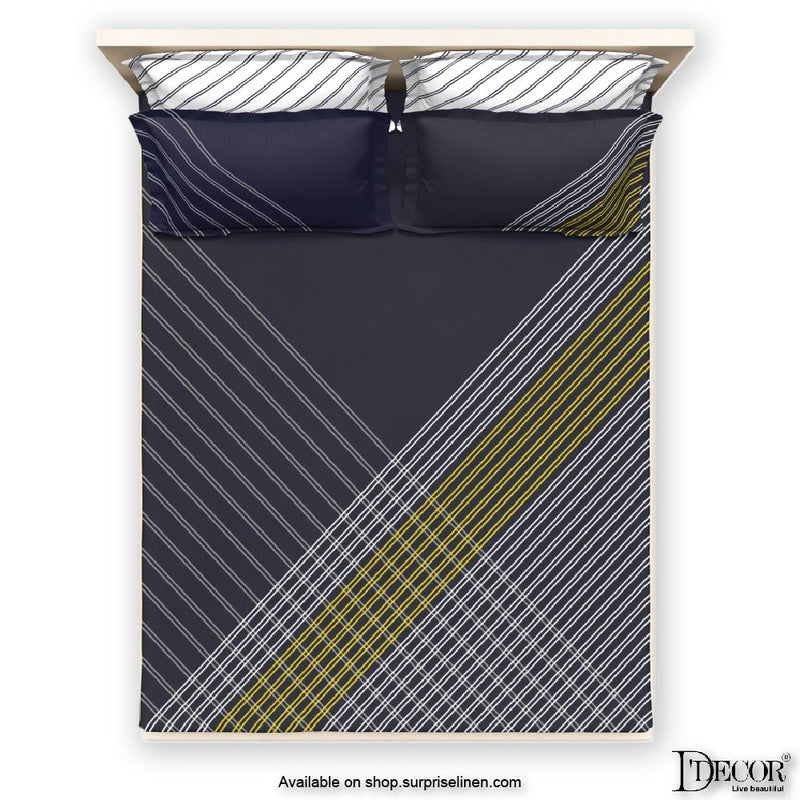 D'Decor- Techno Collection Parallel Black Bed Sheet Set