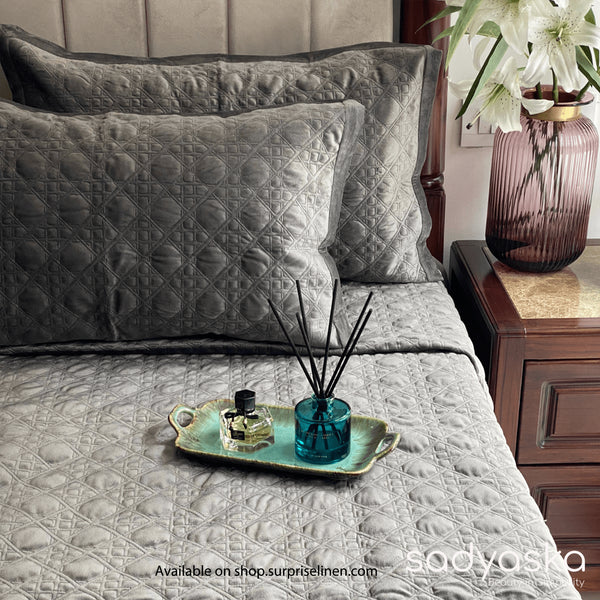 Sadyaska - Velvet Collection Stellar Bed Cover Set (Dark Grey)