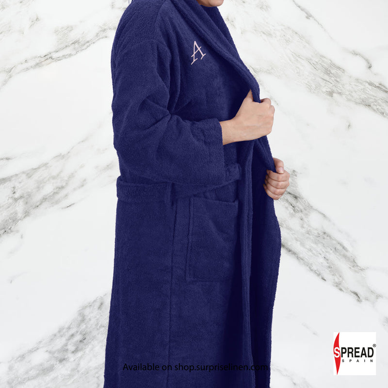 Spread Spain - One Size Bathrobe with Customizable Initials (Blue)