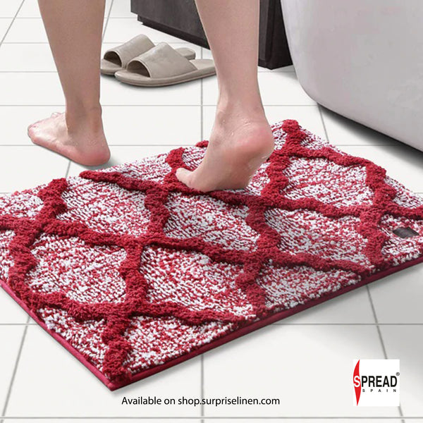 Spread Spain - Trellis Pattern High Absorbent & Anti Skid Taksim Bath Mat (Red)