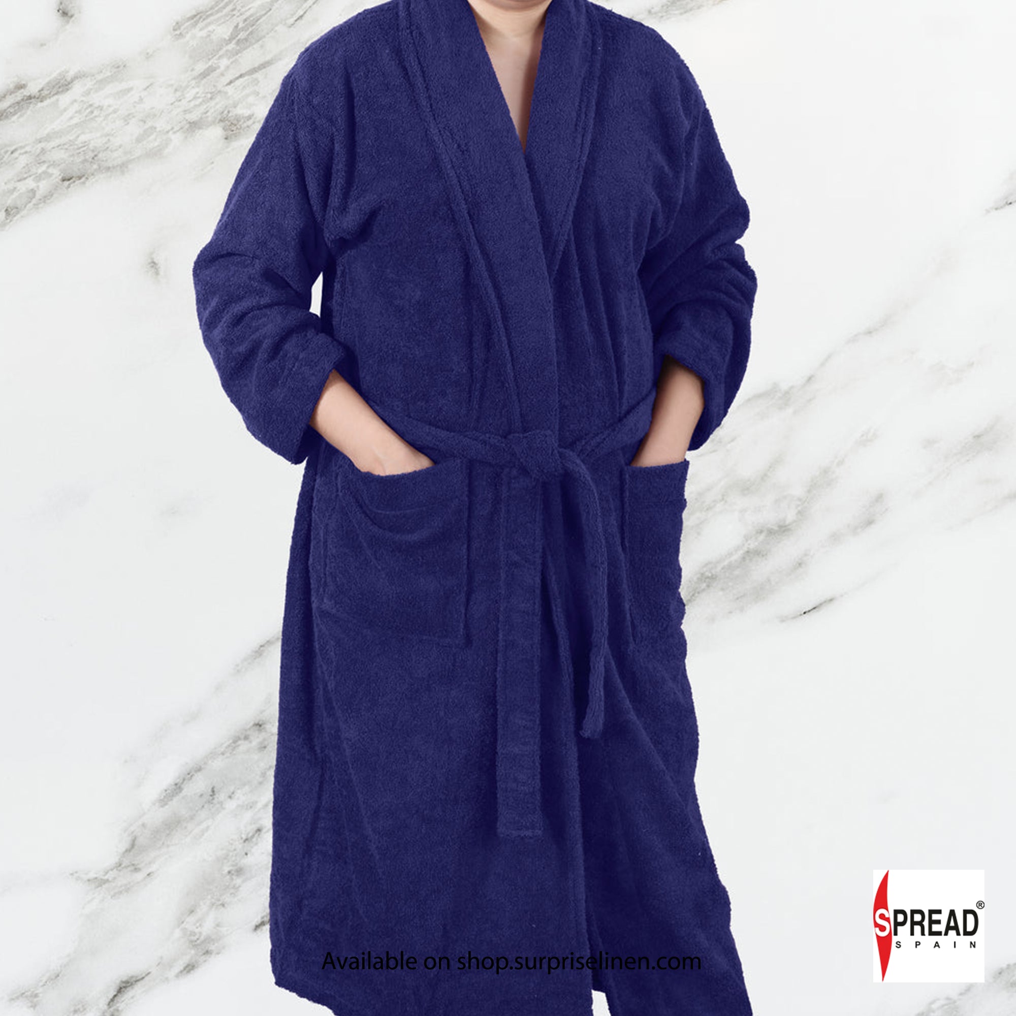 Spread Spain - One Size Bathrobe with Customizable Initials (Blue)