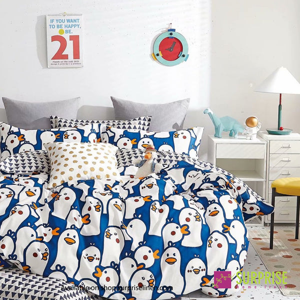 Little Superstars Collection by Surprise Home - Bedsheet Set in Fun Prints for Kids made in Super Soft Skin Friendly 100% Cotton Fabric (Pingu)