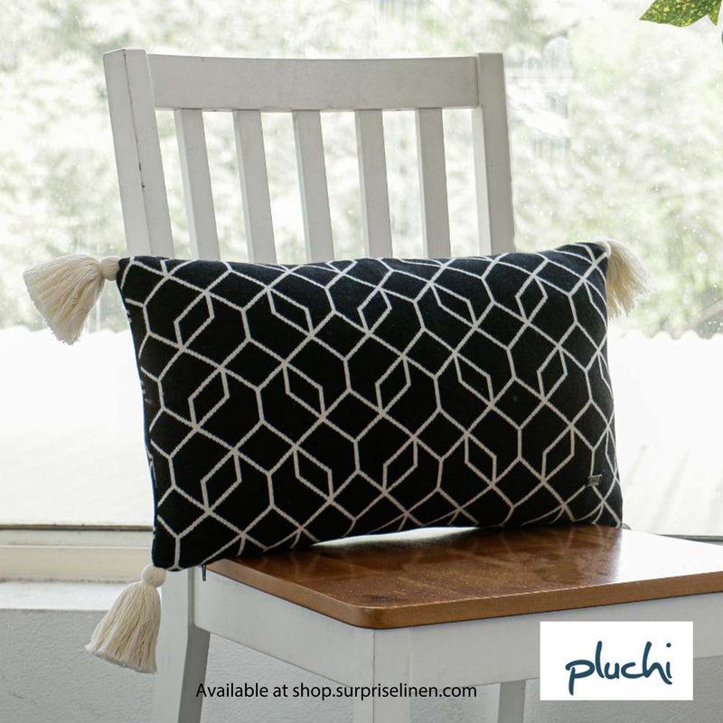 Pluchi - Trellis Cushion Cover (Black & Natural)