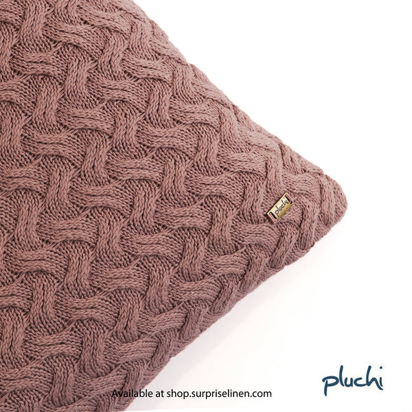 Pluchi - Criss Cross Cotton Knitted Cushion Cover (Pewter)