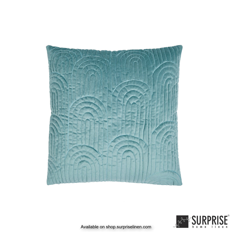 Surprise Home - Velvet Art Deco  40 x 40 cms Designer Cushion Cover (Aqua Blue)