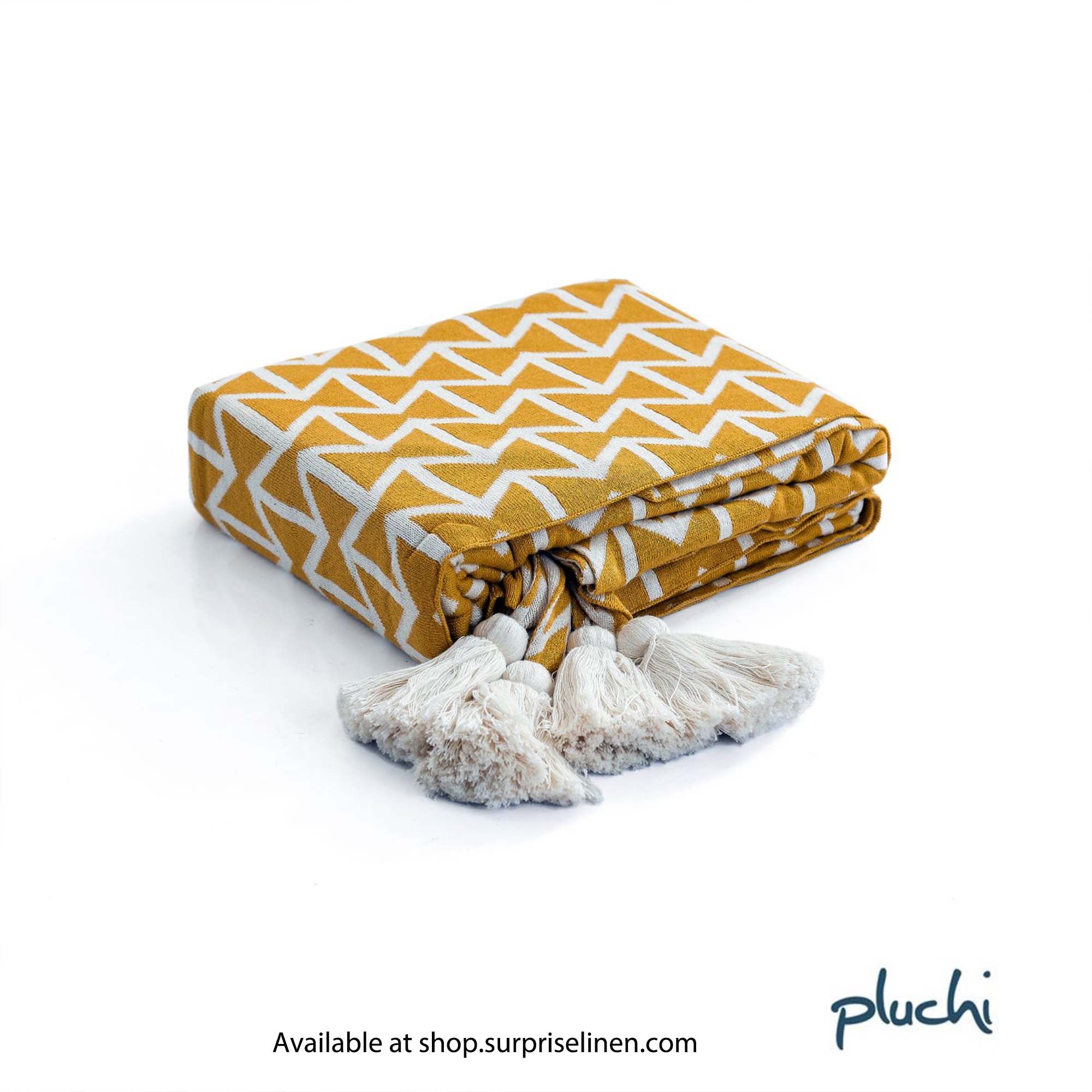 Pluchi - Popcorn 100% Cotton Knitted All Season AC Throw Blanket (Light Camel)