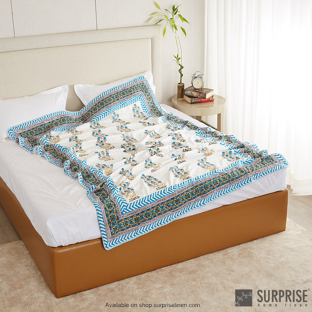 Surprise Home - Mughal Print Dohar (Sky Blue)