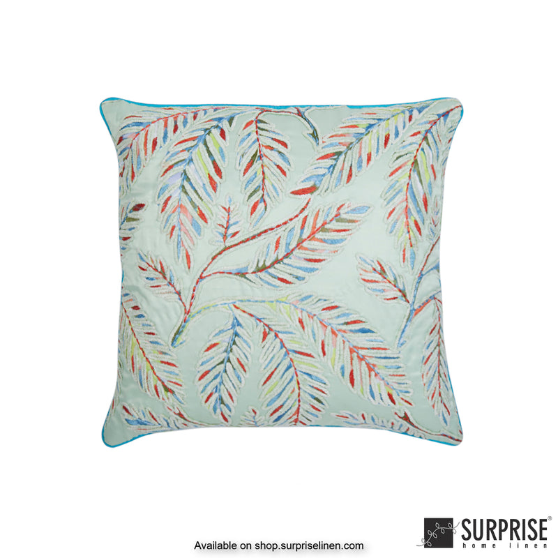 Surprise Home - Summer Leaf 40 x 40 cms Designer Cushion Cover (Green)