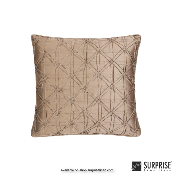 Surprise Home - Geometric Grid 40 x 40 cms Designer Cushion Cover (Beige)