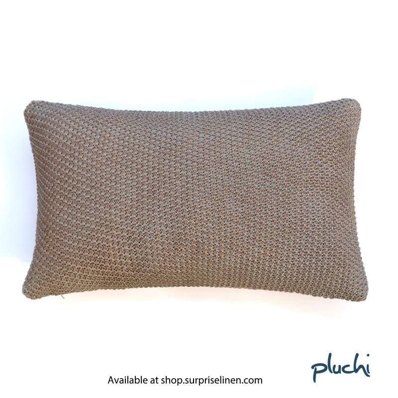 Pluchi - Moss Knit Foil Print Knitted Cotton Cushion Cover (Copper)