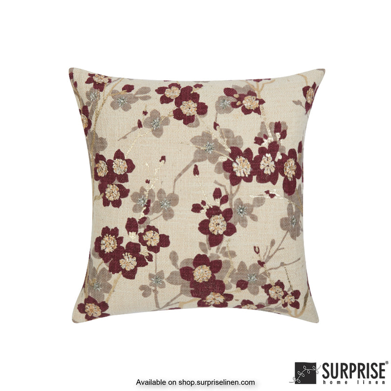Surprise Home - Flower Foil 40 x 40 cms Designer Cushion Cover (Red)