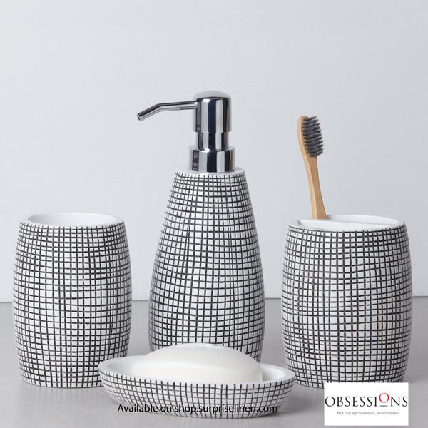 Obsessions - Alvina Collection Luxury Bathroom Accessory Set (Checkered Black)