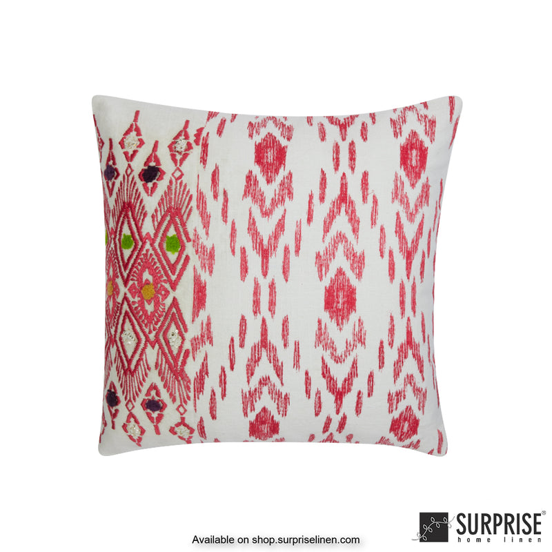 Surprise Home - Ikat 40 x 40 cms Designer Cushion Cover (Pink)