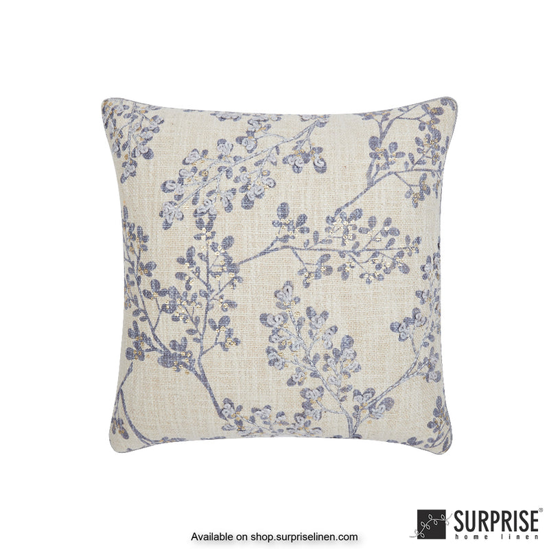 Surprise Home - Luxe Flower 40 x 40 cms Designer Cushion Cover (Blue)