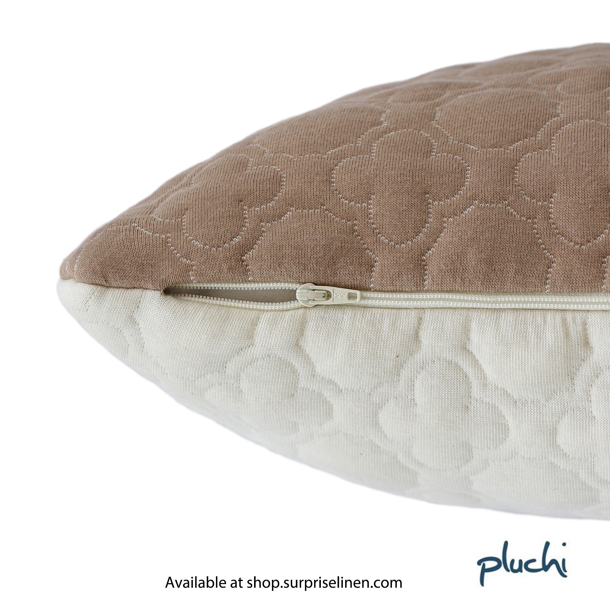 Pluchi - Bubble Cotton Knitted Decorative Cushion Cover (Beige & Ivory)