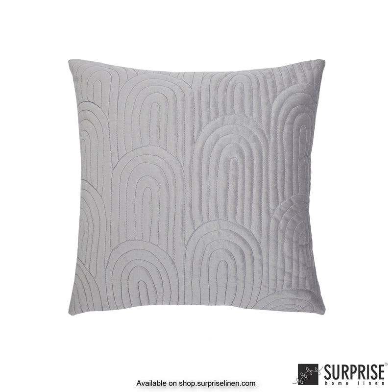 Surprise Home - Velvet Art Deco  60 x 60 cms Designer Cushion Cover (Light Grey)