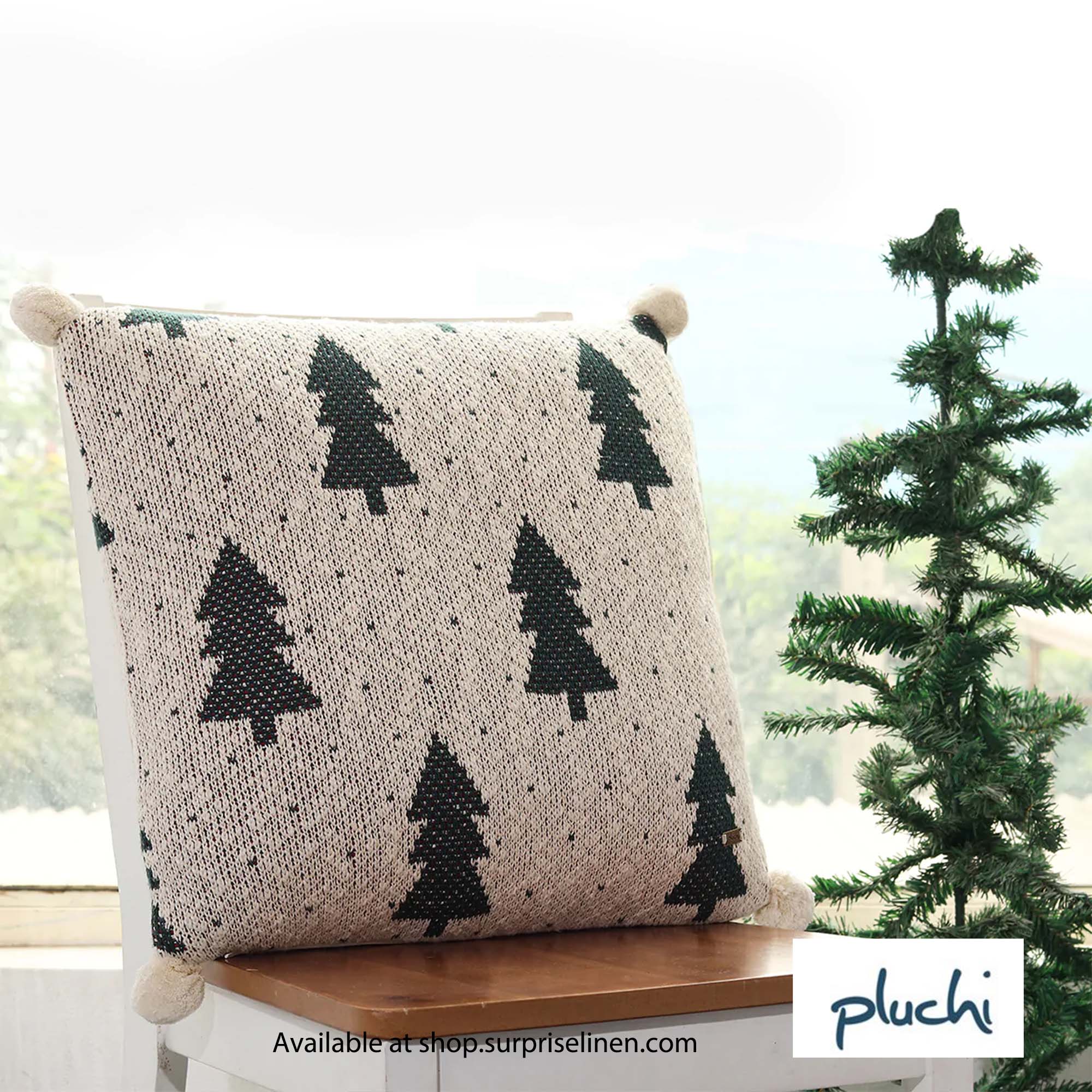 Pluchi - X-mas Tree & Dot Cushion Cover (Green)