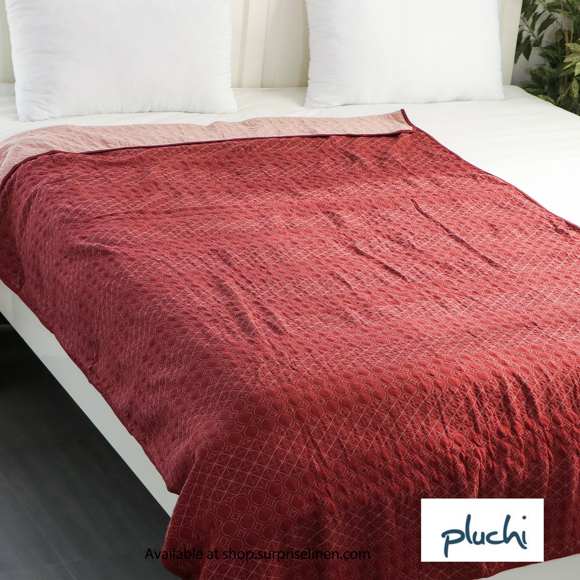 Pluchi - Lucien Cotton Knitted Single Bed Dohar / Quilt (Maroon)