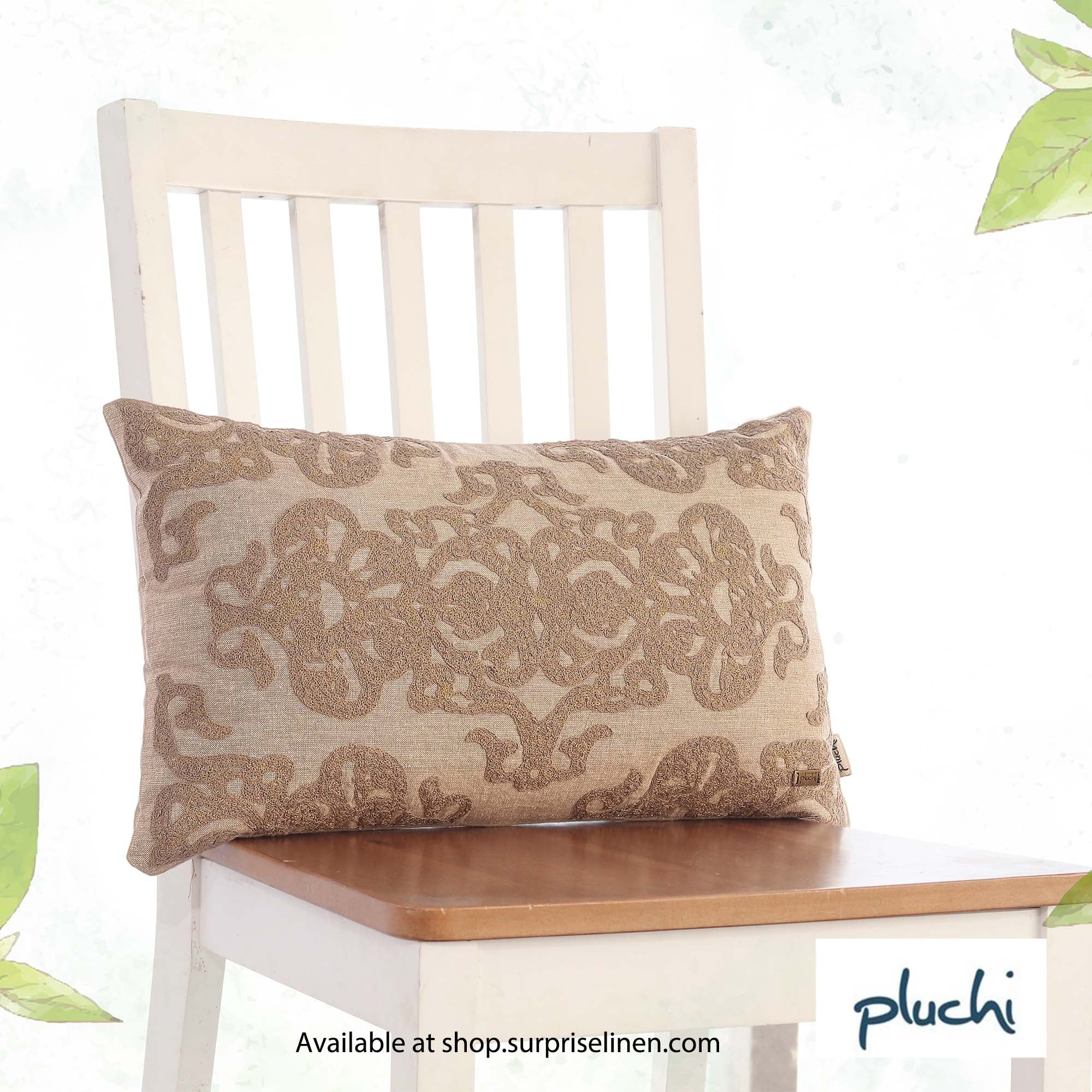 Pluchi - Damask Cushion Cover (Beige)