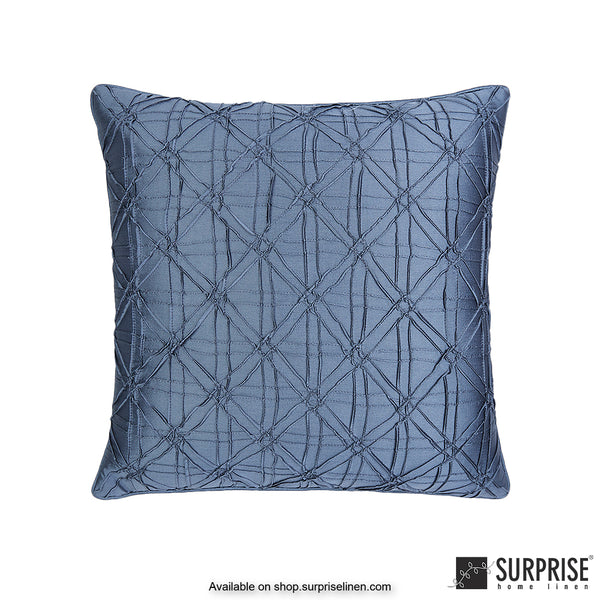 Surprise Home - Geometric Grid 40 x 40 cms Designer Cushion Cover (Blue)