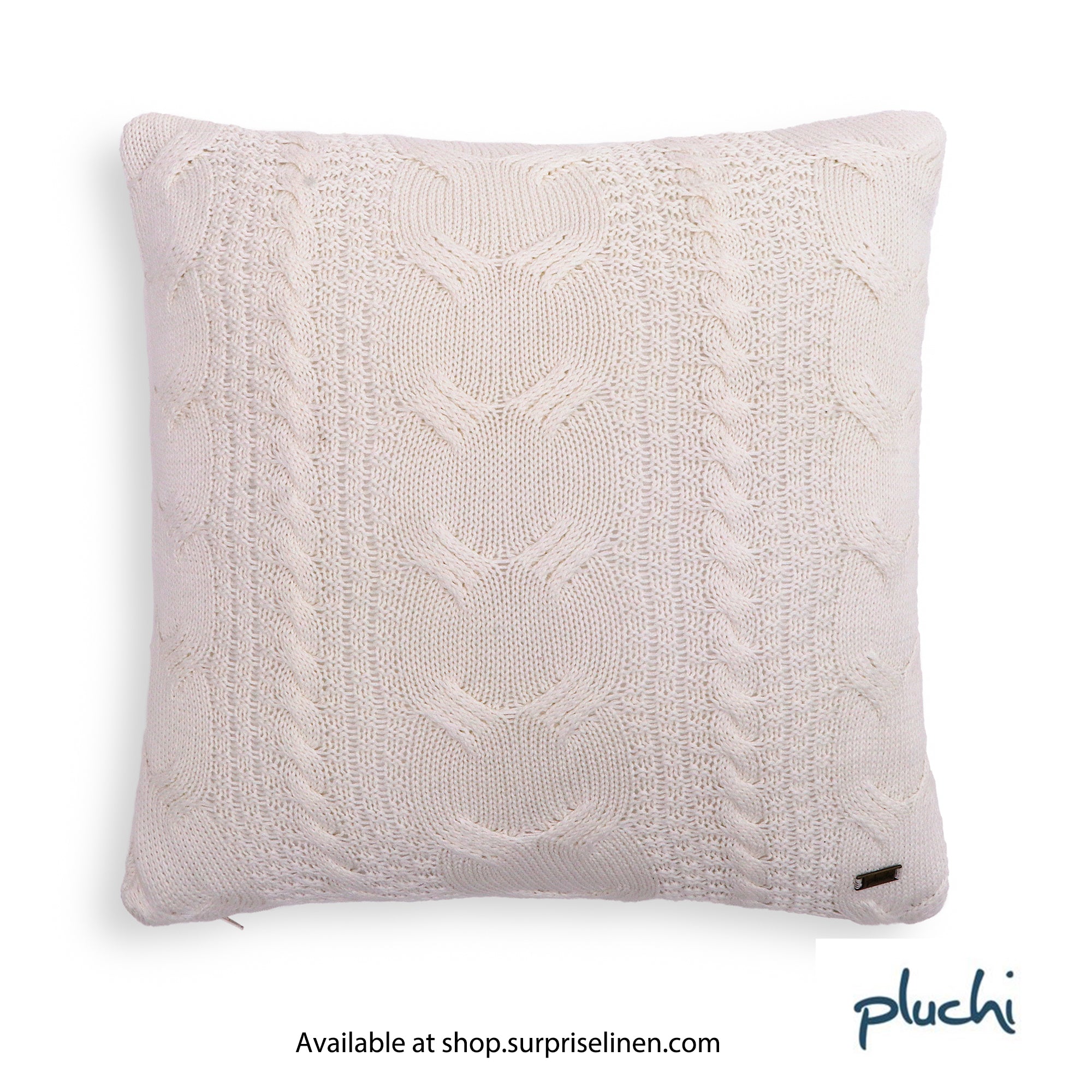 Pluchi - Classical Cotton Knitted Cushion Cover (Ivory)