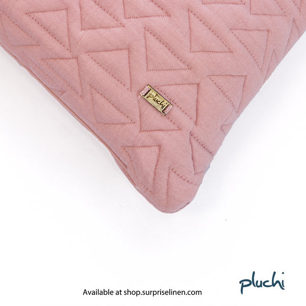 Pluchi - Totit 100% Cotton Knitted Quilted Cushion Cover (Cameo Pink )