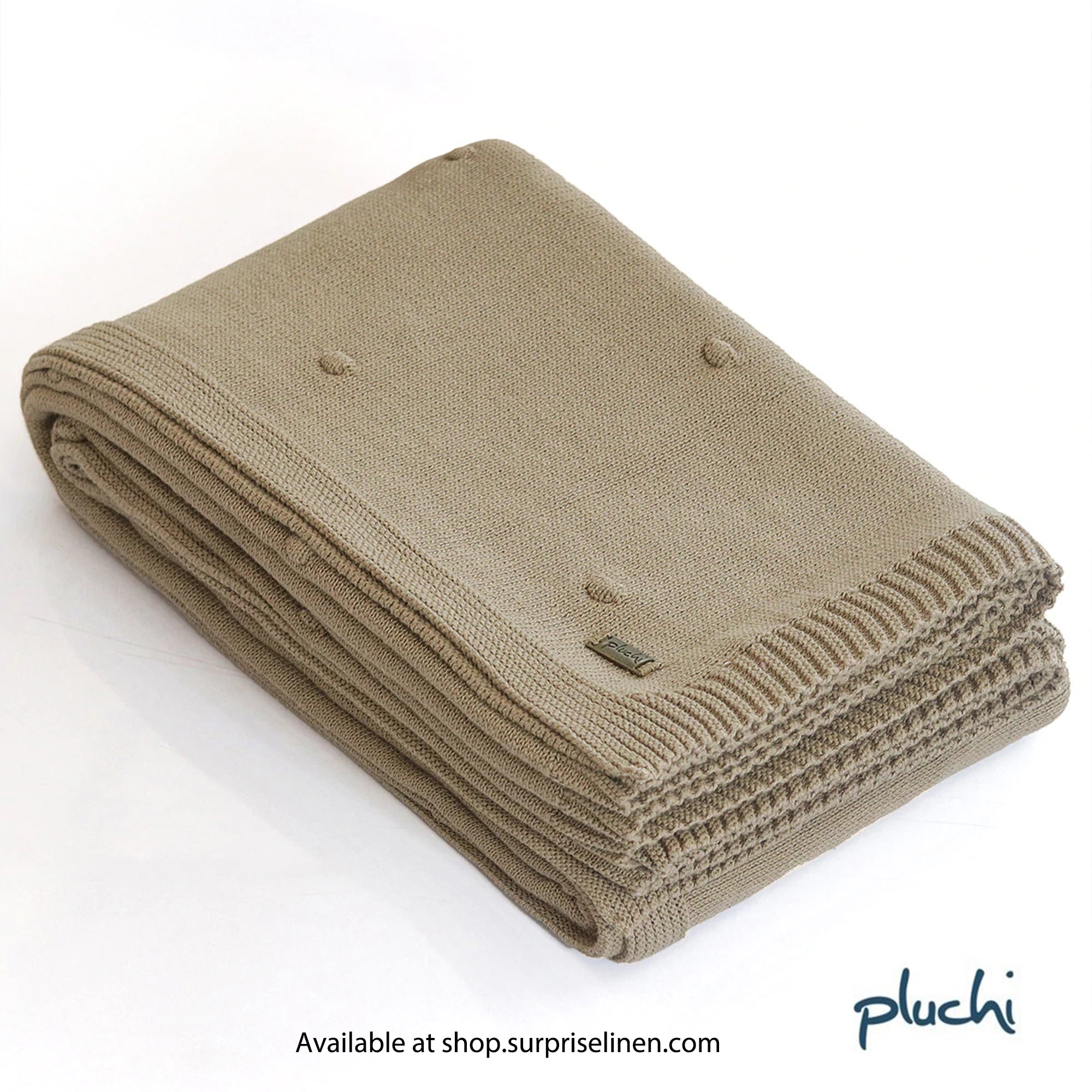 Pluchi - Bubble Pure Cotton Knitted All Season Ac Throw Blanket (Sandy Brown)