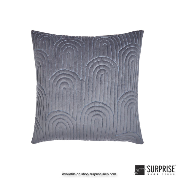 Surprise Home - Velvet Art Deco  40 x 40 cms Designer Cushion Cover (Dark Grey)