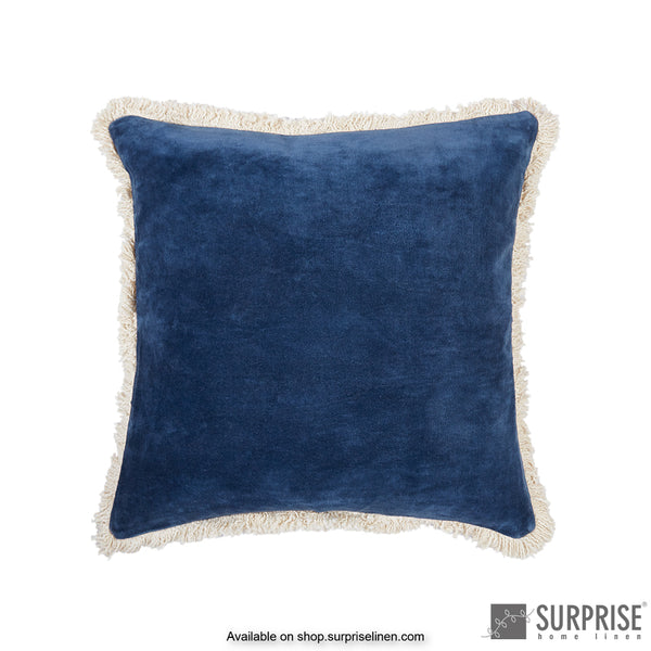 Surprise Home - Velvet Trim Cushion Cover (Navy Blue)