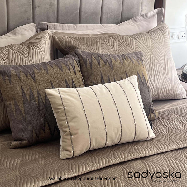 Sadyaska - Velvet Collection Ridge Bed Cover Set (Champagne Gold)