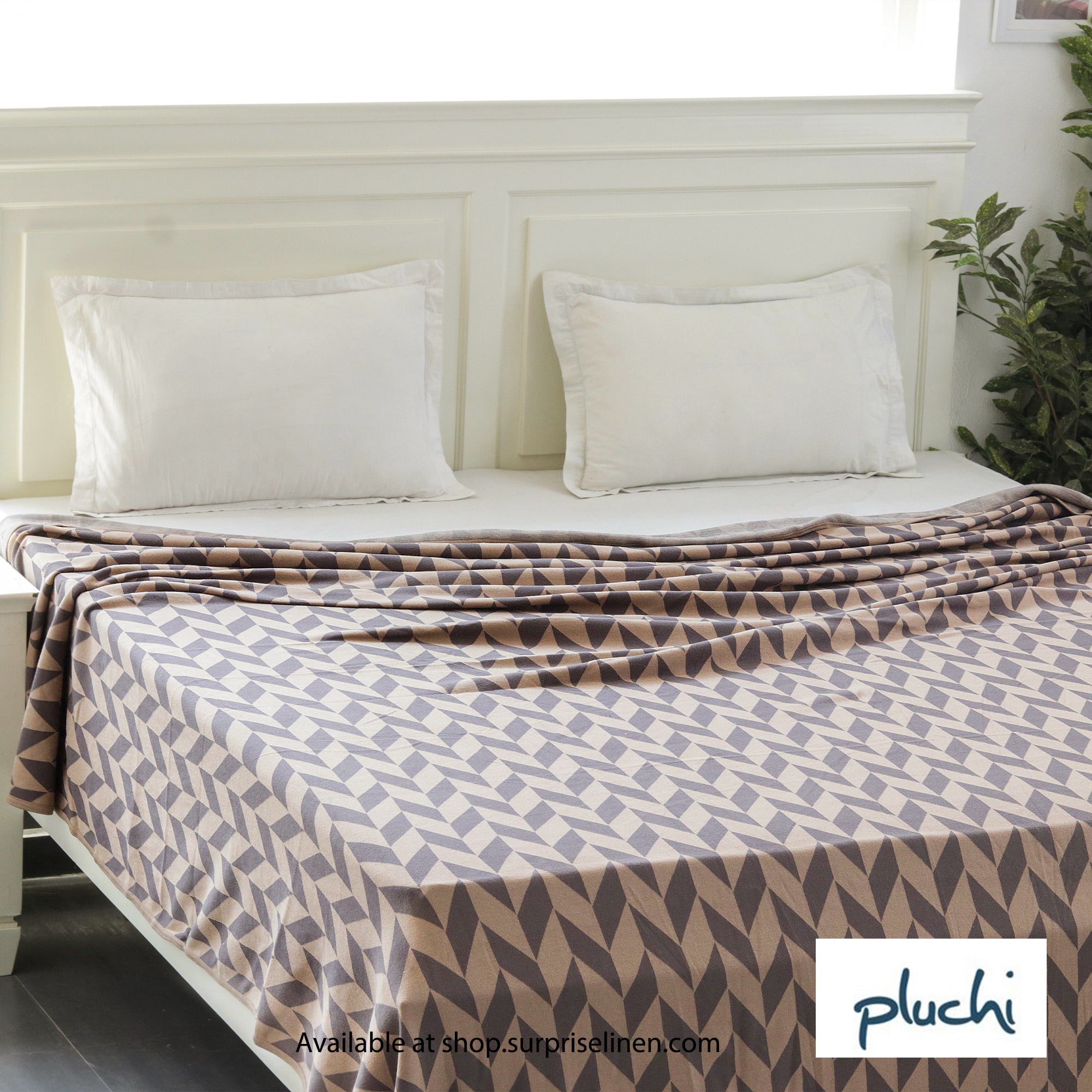 Pluchi - Garroway Cotton Knitted King Size Double Bed Ac Blanket (Brown)