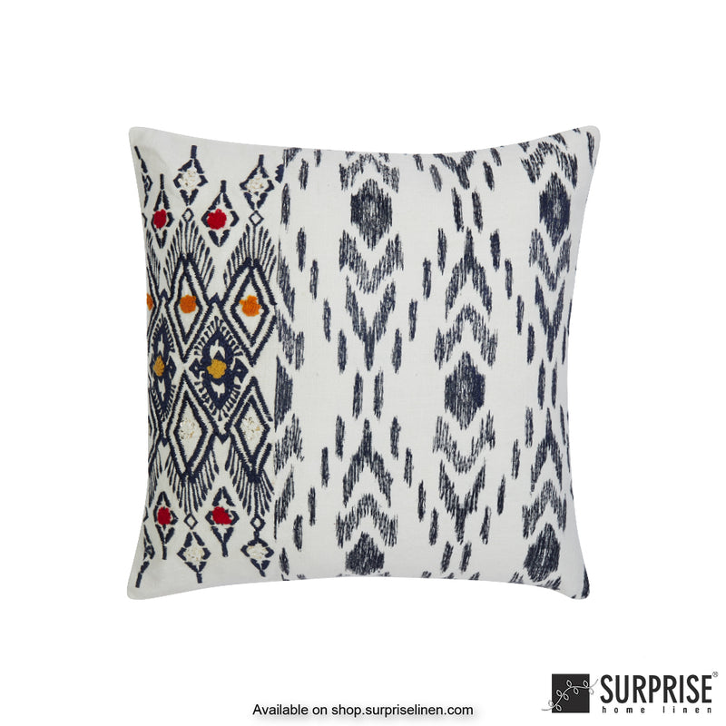 Surprise Home - Ikat 40 x 40 cms Designer Cushion Cover (Navy Blue)