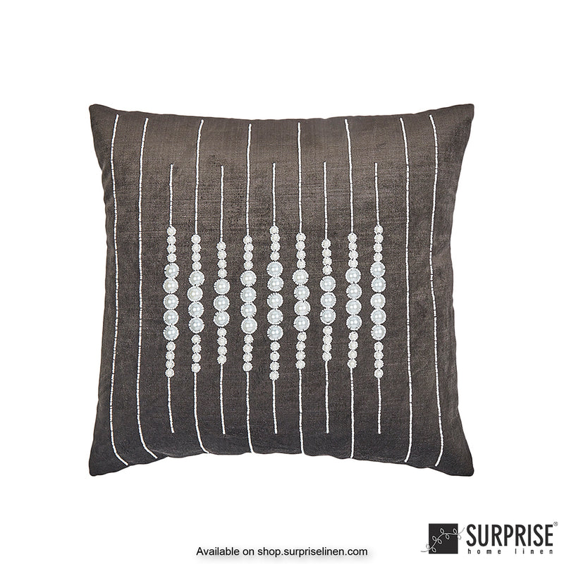 Surprise Home - Pearl Bracelet 40 x 40 cms Designer Cushion Cover (Black)