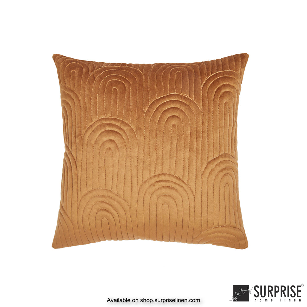 Surprise Home - Velvet Art Deco  40 x 40 cms Designer Cushion Cover (Copper)