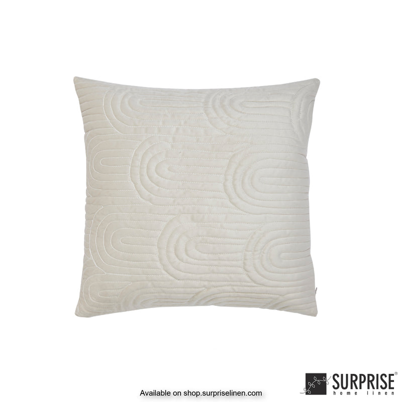 Surprise Home - Velvet Art Deco  60 x 60 cms Designer Cushion Cover (Ivory)