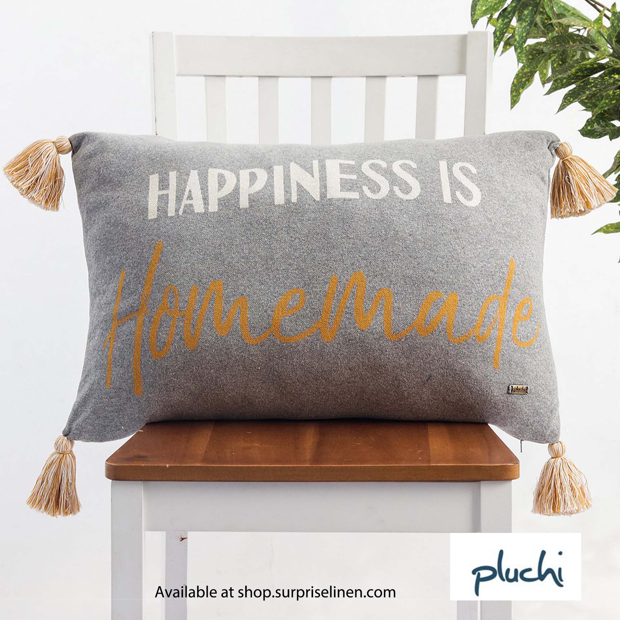 Pluchi - Happiness is Homemade Cushion Cover (Grey)