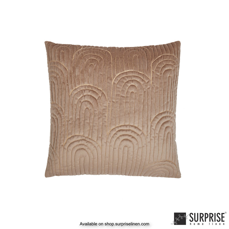 Surprise Home - Velvet Art Deco  60 x 60 cms Designer Cushion Cover (Beige)