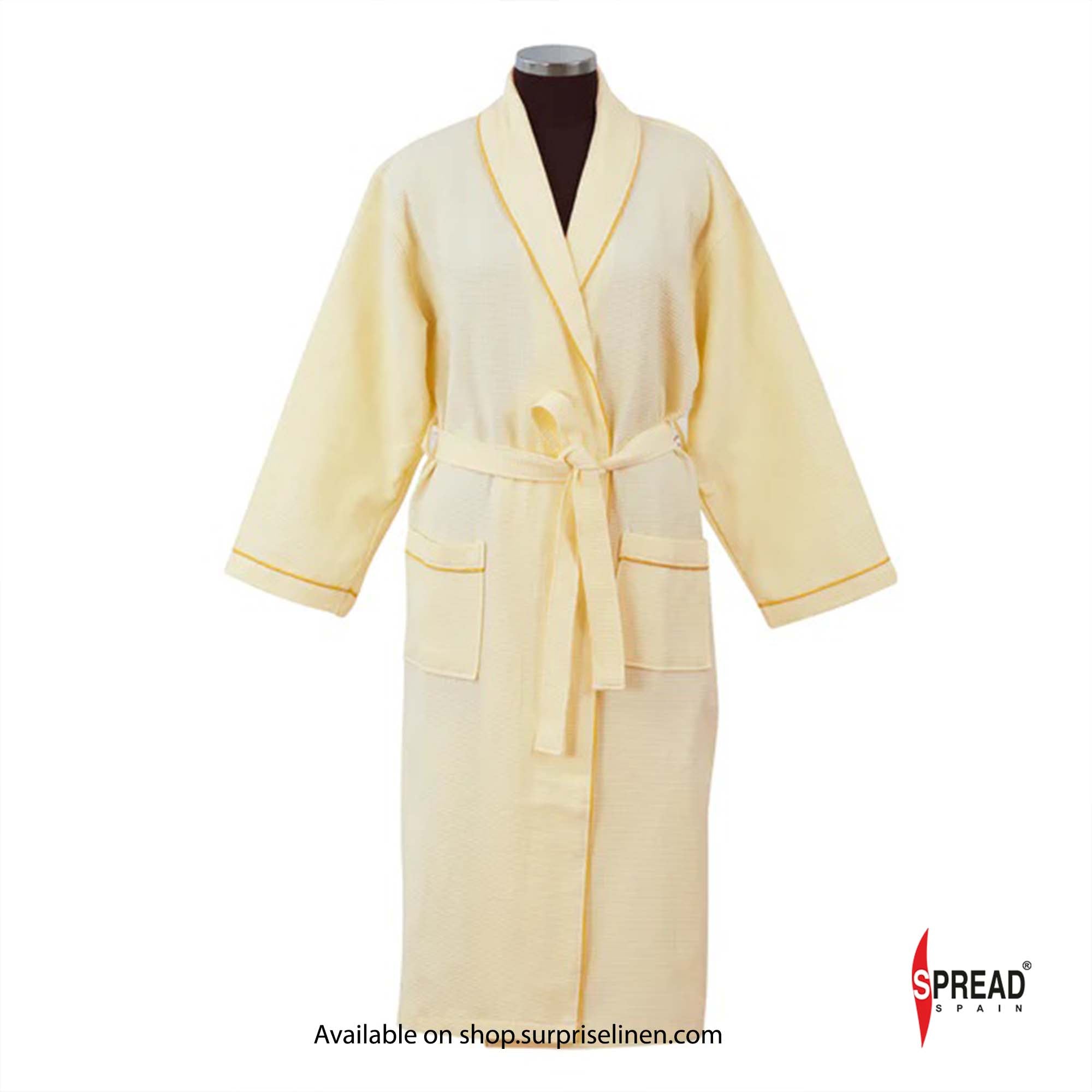 Spread Spain - Unisex Cotton Waffle Bathrobe (Yellow)