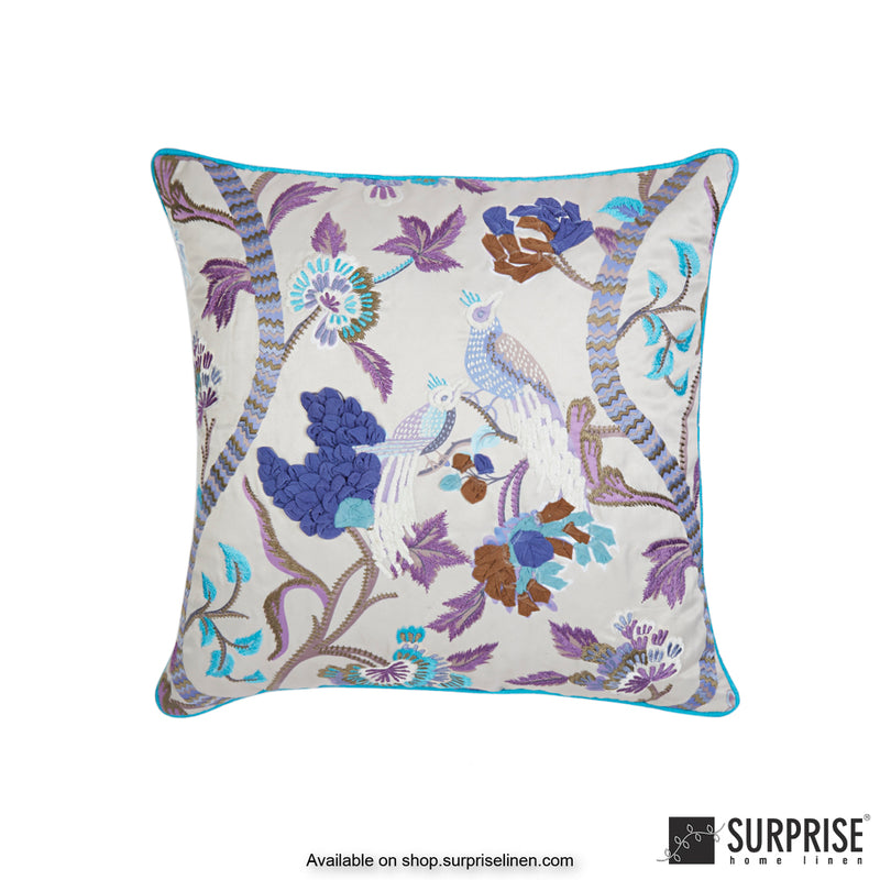 Surprise Home - Birds of Paradise 40 x 40 cms Designer Cushion Cover (Blue)