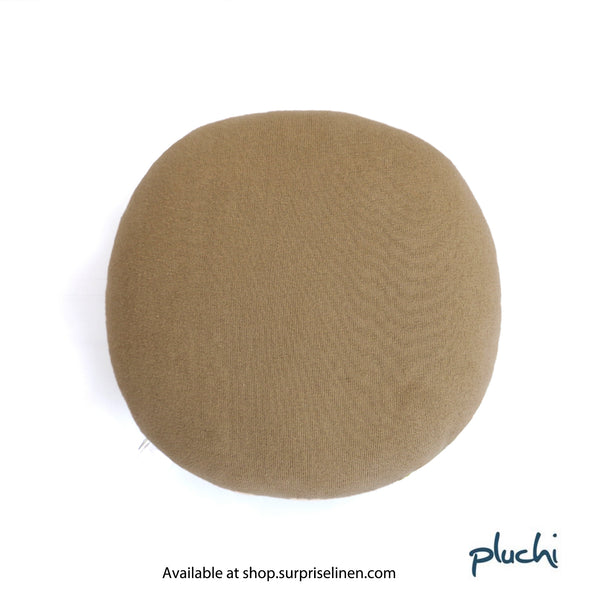 Pluchi - Kiwi Cotton Knitted Shaped Cushion (Jade Green & Khaki)