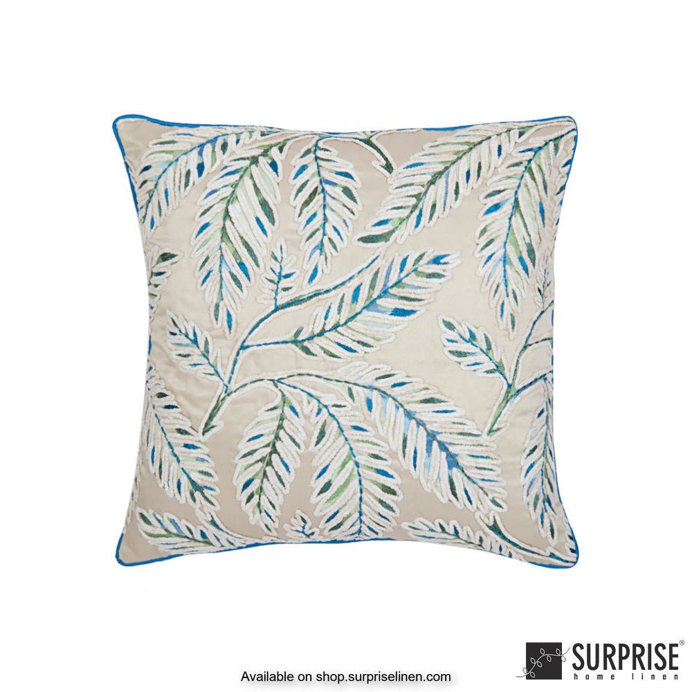 Surprise Home - Summer Leaf 40 x 40 cms Designer Cushion Cover (Beige)