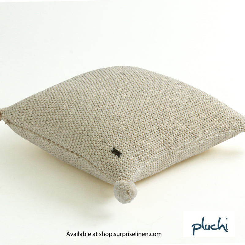 Pluchi - Moss Stitch Cotton Knitted Cushion Cover (Ivory)