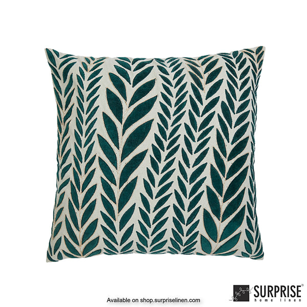 Surprise Home - Leaf Applique 45 x 45 cms Designer Cushion Cover (Green)